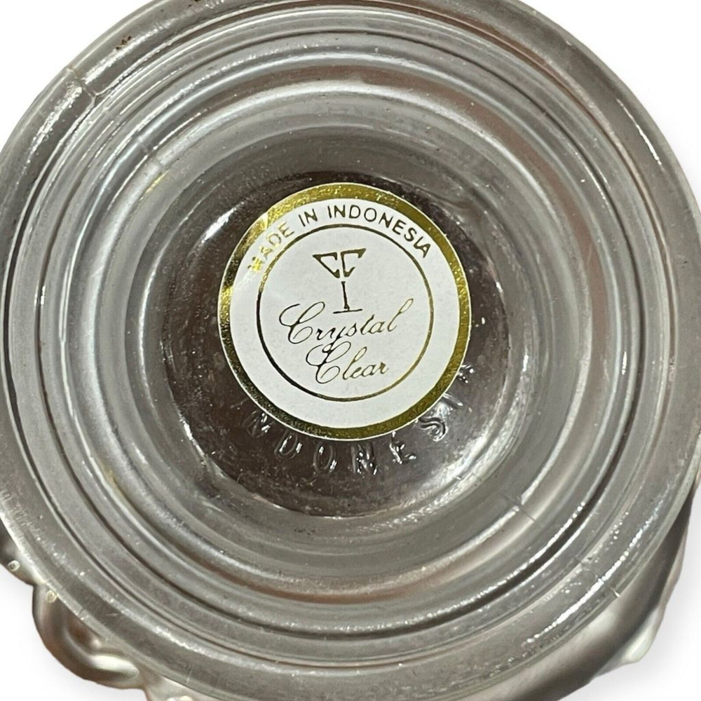 Indonesian Crystal Clear Frosted Tulip Fan Design Votive Candle Holder Vintage - Picture 10 of 13